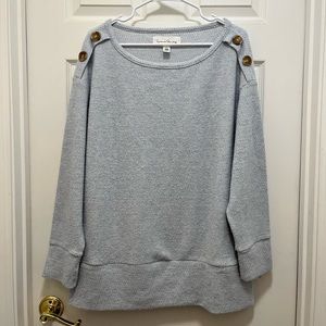 French Laundry buttoned shoulder Sweater in light blue Size Large